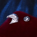 Classic silver eagle head metal brooch pin on red velvet for suit lapels and badges - Antique Silver Eagle