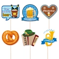 Oktoberfest party decoration set with beer mugs, pretzels and accordion photo props - 6 Pcs/Pack