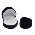 Classic black heart-shaped velvet jewelry box featuring a single gold ring variant - White / Medium Heart Ring Box / Black