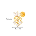 Gold F136 titanium labret stud with marquise cubic zirconia and three small drop charms - Zircon Cluster Style (T2534-4#) / Gold