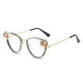 Luxe cat-eye brilmontuur met strassteentjes en parels, stijlvol 45 graden zijaanzicht - Glanzend Zwart