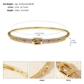 Golden copper belt buckle bangle with zircon stones, 17cm circumference, 12g weight - Belt Buckle Shape (BS-J5517G) / Gold