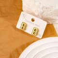 Minimalist gold-plated stainless steel stud earrings in letter B shape for women - Letter B