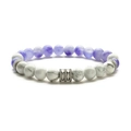 Handmade beaded bracelet with lavender purple crystal, white turquoise, and silver metal beads - Purple Natural Stone