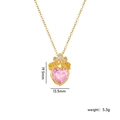 Collana in acciaio al titanio con ciondolo a cuore rosa e corona catena dorata - Corona Rosa