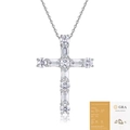 925 Sterling silver cross pendant necklace with moissanite and official GRA certificate - 11-Stone Mixed Cut Cross Style (P15365) / With GRA Certificate