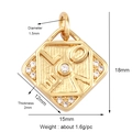 Square gold brass pendant with LOVE lettering and white rhinestone for jewelry making - M183356 LOVE Square Rhinestone Gold