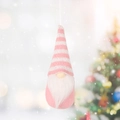 Pink and white striped knit Christmas gnome ornament with a long white beard - Style B / Pink
