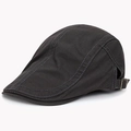 Charcoal grey cotton beret with side metal adjustment buckle in a neutral style - Dark Gray