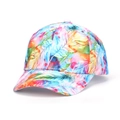 Tie-dye baseball cap with vibrant tropical feather print and curved brim in multicolored design - Colorful Feather Print Style (23#)