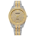 Luxury gold and silver quartz watch featuring a large iced-out diamond dial and metal band - Two-tone Gold Dial