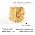 Detail view of irregular gold hammer textured ring with precise dimensions and specs - Gold Irregular Lava Texture Style (YYR025294-G)