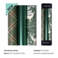 Carta da regalo natalizia con renne verdi e rotoli di carta kraft a quadri rossi - Set Carta da Regalo 1 (3 Rotoli) / 0.43*3M*3 Rotoli