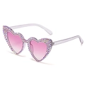 Occhiali da sole vintage a cuore con strass e lenti viola sfumate in stile Y2K - Viola con strass