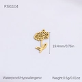 Golden flower pendant PJ91104, 19.4mm height, waterproof and hypoallergenic stainless steel - PJ91104 Flower (2 Pcs)