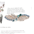 Sparkling crystal butterfly hair clip with blue and green rhinestones on gold base - Forest Flower Blue