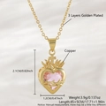 Pink heart zircon cross necklace with 3 layers of gold plating and 45cm chain - Gold Plated Pink Zircon NAC12-1