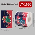 200pcs Christmas themed roll stickers featuring reindeer and festive patterns - LY-1060 (Holiday Characters)