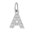 Polished silver stainless steel letter A pendant with sparkling white cubic zirconia - Letter A(ZP39269) / Steel