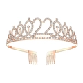 Tiara per 22° compleanno in oro rosa con strass scintillanti e pettini laterali - 22 anni