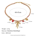 18K gold plated stainless steel necklace with butterfly pendant and size specifications - Gold Multi-color Cotton Rope Tassel Butterfly Pendant Necklace