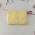 Quilted heart-shaped mini coin purse in bright yellow finish with pink hanging loop - Yellow Heart