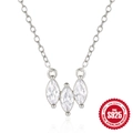 Collana minimalista in argento sterling S925 con pendente marquise in zircone bianco - Oro Bianco