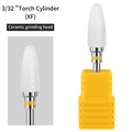 3/32 inch XF Torch Cylinder ceramic nail drill bit with professional yellow base - HF-16 Torch Cylinder Ceramic Drill Bit (XF Extra Fine)
