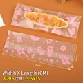 Pink cherry blossom frosted plastic sealing bags for nougat and almond snacks, 5.5x15cm - Frosted Cherry Blossom / Pack of 100