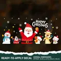 Christmas window decals with Santa and Reindeer, size 90x42cm for home glass decor - YCSD037 Happy Christmas Party