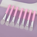 7-piece set of pink silicone face mask brushes with silver ferrules for professional skincare - 7Pcs Set (Pink)