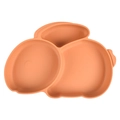 Orange rabbit-shaped silicone divided suction plate for baby feeding and food storage - Y25 Single Plate (Orange/Animal)