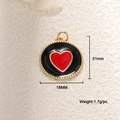 Detail showing 18mm round heart pendant dimensions and weight 1.7g on beige background - Black Red Heart