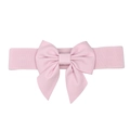 Elastic pink waist belt for women featuring a large decorative bow and ribbed texture - Style B / Hot Pink