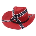 Chapeau de cowboy vintage imperméable avec motif d'étoiles et de rayures rouges et bleues - Couleur 02 (Rouge Texturé)