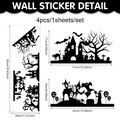 Halloween Wandaufkleber Set mit Fledermäusen, Schloss und Kürbis Motiven auf PVC - 30x90cm / Schwarz