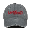 Gewaschene graue Baseballkappe im Vintage-Look mit roter Lostmyhead Stickerei - Einheitsgröße / Grau