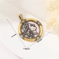 Two-tone retro Greek portrait coin pendant with gold outer ring and 37.1mm height - Two-tone Relief Zircon Pendant (H-11868)