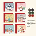 6-pack Christmas cards with hand-drawn santa and snowman illustrations and red envelopes - Square Fresh Christmas Card / With Envelope + Seal Sticker