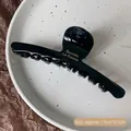 Pince à cheveux en acétate noir brillant, grande barrette de 13 cm pour cheveux épais - Noir