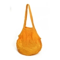 Yellow mesh tote bag with inner lining and shoulder strap for summer beach fashion - Orange