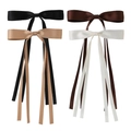 Set of four satin bow hair clips in black, champagne, dark brown, and white colors - Style C Set of 4