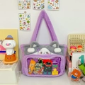 Cute purple plush cat tote bag with transparent PVC heart window for ita bag style - Winter Plush Version / Purple