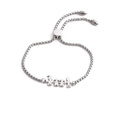Adjustable stainless steel family charm bracelet with bolo clasp and four figure charms - Family of 4 - Style B