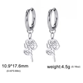Boucles d'oreilles créoles roses minimalistes en acier inoxydable 304 argenté ajouré - Rose