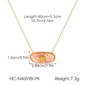Detalle de dimensiones del collar dorado con colgante de nácar rosa y motivo marino - Estilo Ovalado de Concha Rosa (HC-N40598-PK)
