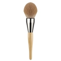 Oversized fluffy powder brush with solid wood handle and silver metal ferrule - Style 3 Yellow Bristles Straight Handle