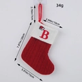 Classic red and white knitted Christmas stocking with embroidered letter B and Santa hat - Merry Christmas Letter Style B