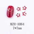 Détail de bijoux de nail art étoile rouge avec base en argent et dimensions 7x7mm - Étoile (AH64)
