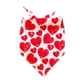 Dettaglio ravvicinato della stampa con cuori rossi su bandana in cotone per cani e gatti - Taglia unica / Bandana Cuore Vintage Rosso (QRSJ006)
